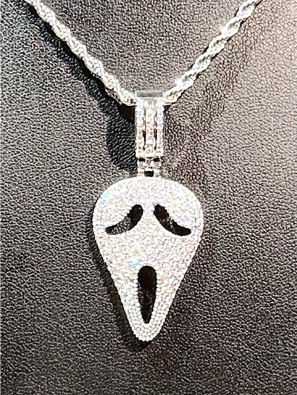 Silver Pave Ghost Pendant Necklace - Women Jewelry - Picture 3 of 5
